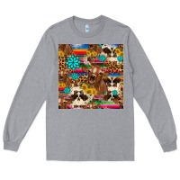 Heather Grey western sunflower bucket cow seamless pattern Long Sleeve Tee - HRA Design Shop