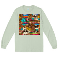 Matcha western sunflower bucket cow seamless pattern Long Sleeve Tee - HRA Design Shop