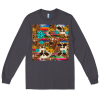 Smoke western sunflower bucket cow seamless pattern Long Sleeve Tee - HRA Design Shop