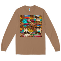 Toasted Coconut western sunflower bucket cow seamless pattern Long Sleeve Tee - HRA Design Shop