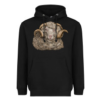 Black merino wool sheep head Heavyweight Hoodie - LillyAllenDesigns