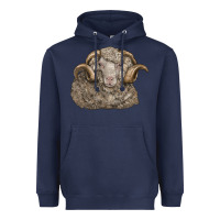 Navy merino wool sheep head Heavyweight Hoodie - LillyAllenDesigns