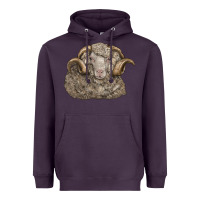 Plum merino wool sheep head Heavyweight Hoodie - LillyAllenDesigns