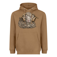Toasted Coconut merino wool sheep head Heavyweight Hoodie - LillyAllenDesigns