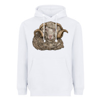 White merino wool sheep head Heavyweight Hoodie - LillyAllenDesigns