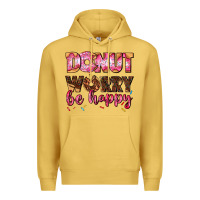 Antique Gold donut worry be happy Premium Hoodie - AdoDesignShop