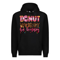 Black donut worry be happy Premium Hoodie - AdoDesignShop