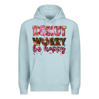 Blue Mist donut worry be happy Premium Hoodie - AdoDesignShop