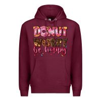 Burgundy donut worry be happy Premium Hoodie - AdoDesignShop