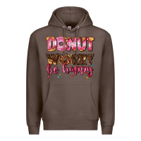 Coffee donut worry be happy Premium Hoodie - AdoDesignShop