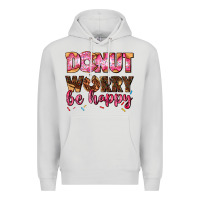 Dove Grey donut worry be happy Premium Hoodie - AdoDesignShop