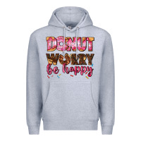 Heather Grey donut worry be happy Premium Hoodie - AdoDesignShop