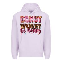Lilac donut worry be happy Premium Hoodie - AdoDesignShop