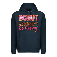 Navy donut worry be happy Premium Hoodie - AdoDesignShop
