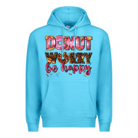 Ocean Blue donut worry be happy Premium Hoodie - AdoDesignShop