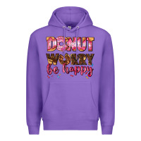 Purple donut worry be happy Premium Hoodie - AdoDesignShop