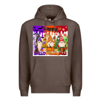 Coffee happy hallothanksmas gnomies Premium Hoodie - MaliasSmallBusiness