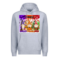 Heather Grey happy hallothanksmas gnomies Premium Hoodie - MaliasSmallBusiness