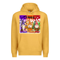 Mustard happy hallothanksmas gnomies Premium Hoodie - MaliasSmallBusiness