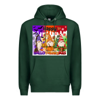 Sports Green happy hallothanksmas gnomies Premium Hoodie - MaliasSmallBusiness