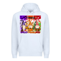 White happy hallothanksmas gnomies Premium Hoodie - MaliasSmallBusiness
