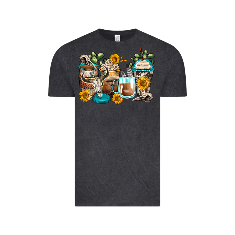 Bull Skull Coffee Cups Vintage Tee by Zillion Design Studio | Teevron