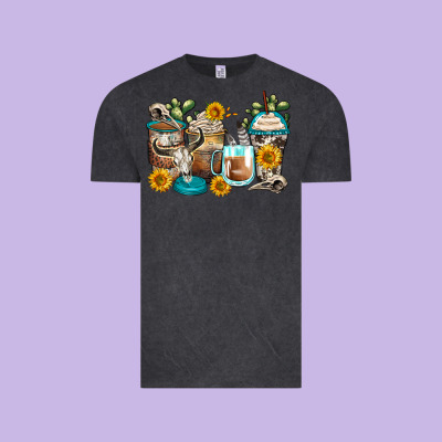 Bull Skull Coffee Cups Vintage Tee Designed By Zillion Design Studio
