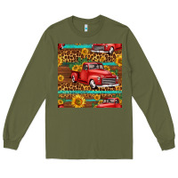 Army Green western farm truck seamless pattern Long Sleeve Tee - HRA Design Shop