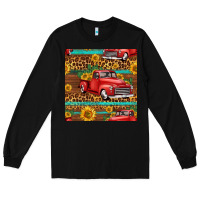 Black western farm truck seamless pattern Long Sleeve Tee - HRA Design Shop