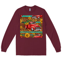 Burgundy western farm truck seamless pattern Long Sleeve Tee - HRA Design Shop