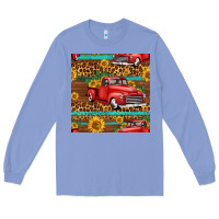 Colony Blue western farm truck seamless pattern Long Sleeve Tee - HRA Design Shop