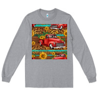 Heather Grey western farm truck seamless pattern Long Sleeve Tee - HRA Design Shop