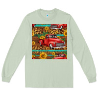 Matcha western farm truck seamless pattern Long Sleeve Tee - HRA Design Shop