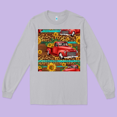 Western Farm Truck Seamless Pattern Long Sleeve Tee Designed By Hra Design Shop
