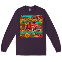 Plum western farm truck seamless pattern Long Sleeve Tee - HRA Design Shop