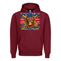 Burgundy 4th of july longhaired cow tumbler Zipper Hoodie - Jasminsmagicworld
