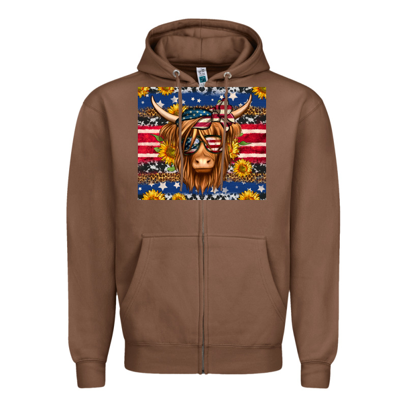 4th Of July Longhaired Cow Tumbler Zipper Hoodie by Jasminsmagicworld | Teevron