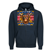 Navy 4th of july longhaired cow tumbler Zipper Hoodie - Jasminsmagicworld