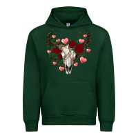Forest Green valentines bull skull Urban Hoodie - RanaPortraitStore