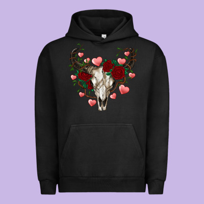 Valentines Bull Skull Urban Hoodie Designed By Ranaportraitstore