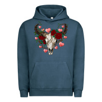 Pigment Midnight Navy valentines bull skull Urban Hoodie - RanaPortraitStore
