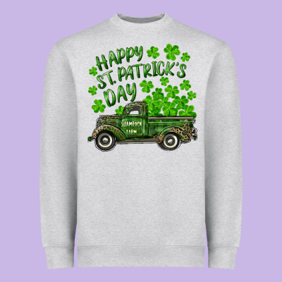 Heavyweight Sweatshirt Happy st. patrick's day shamrock farm truck
