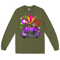 Army Green mardi gras truck leopard mask Long Sleeve Tee - FaDigitalArtStudio