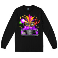 Black mardi gras truck leopard mask Long Sleeve Tee - FaDigitalArtStudio