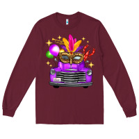 Burgundy mardi gras truck leopard mask Long Sleeve Tee - FaDigitalArtStudio