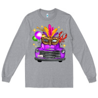 Heather Grey mardi gras truck leopard mask Long Sleeve Tee - FaDigitalArtStudio