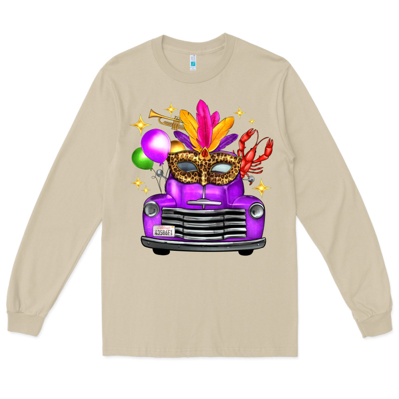 Mardi Gras Truck Leopard Mask Long Sleeve Tee by FaDigitalArtStudio | Teevron