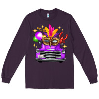 Plum mardi gras truck leopard mask Long Sleeve Tee - FaDigitalArtStudio