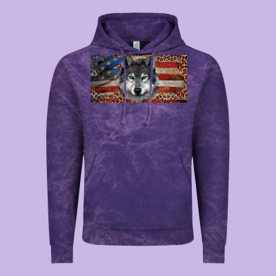 Vintage Hoodie Wolf with american flag and leopard