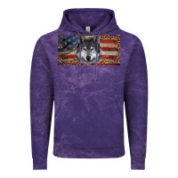 Cloud Purple Wolf with american flag and leopard Vintage Hoodie - RanaPortraitStore